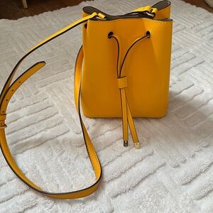 Polo by Ralph Lauren Yellow Leather Drawstring Crossbody Bag